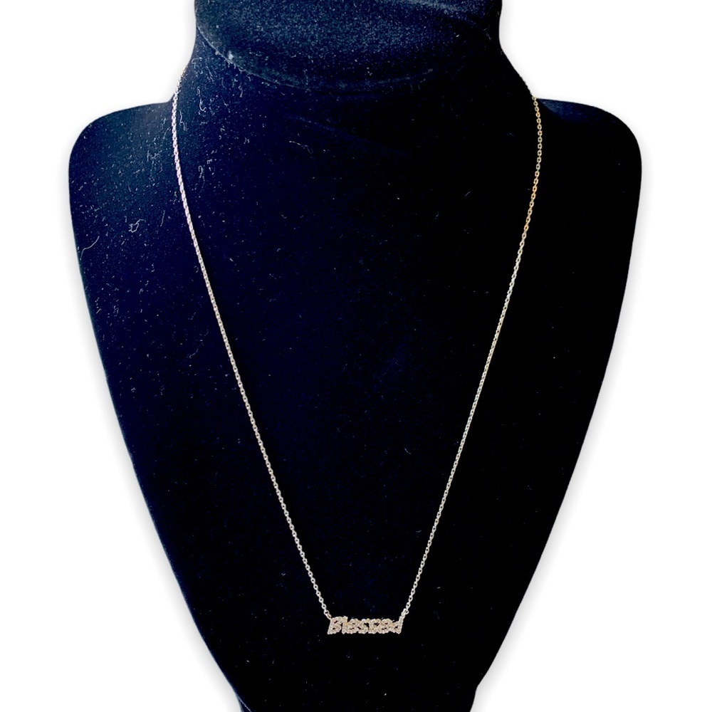 Blessed Necklace. Silver Rhodium dipped Necklace